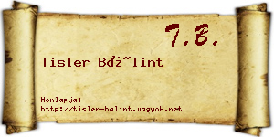 Tisler Bálint névjegykártya